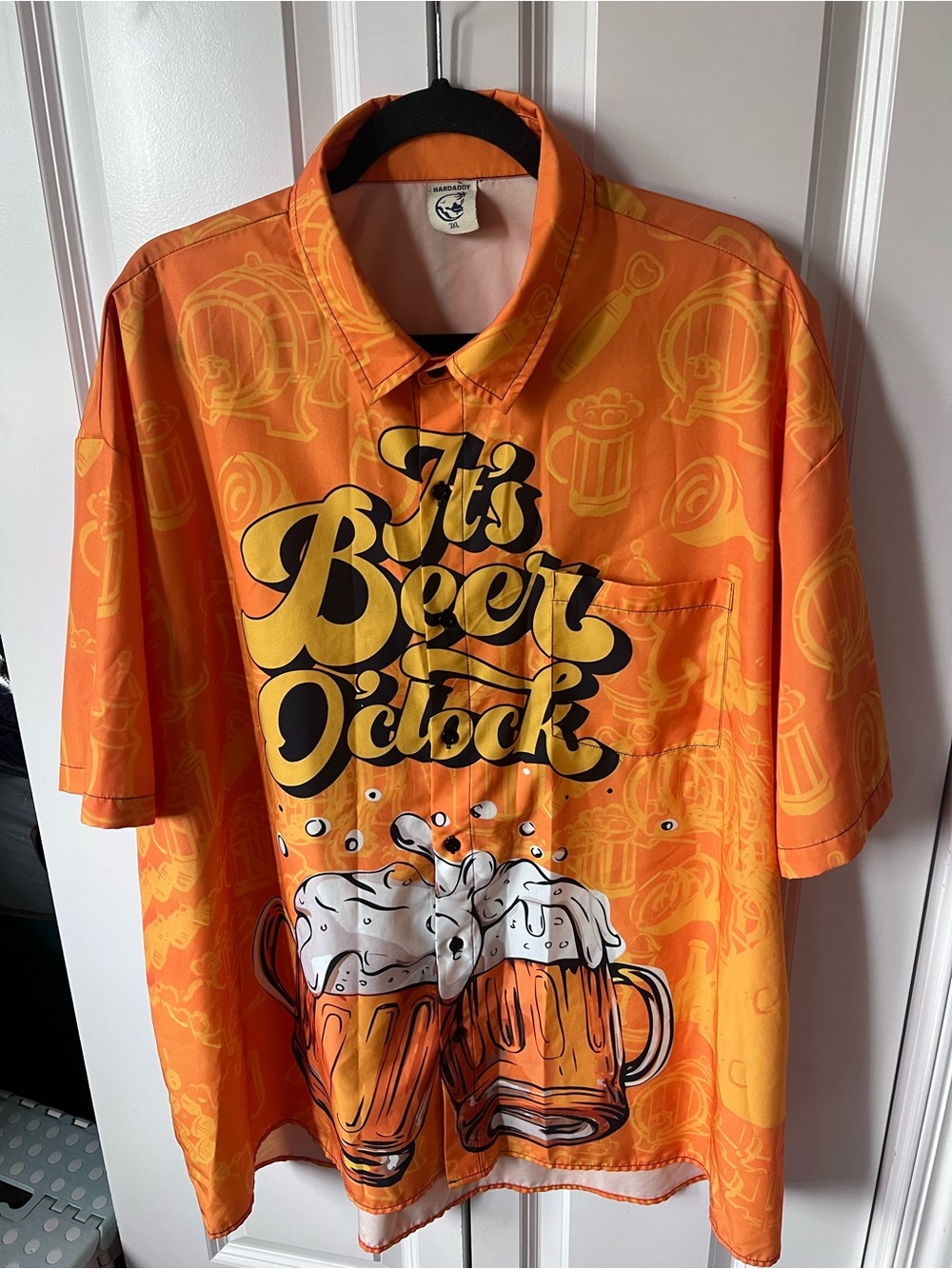 Hardaddy It's Beer O'Clock Orange Graphic Short-Sleeve Shirt 3XL